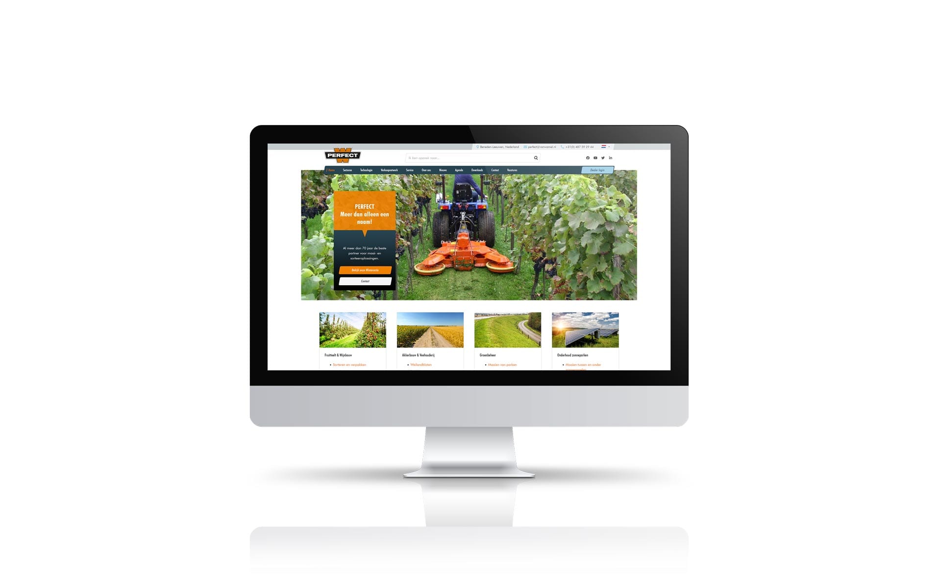 De website van PERFECT – Van Wamel op een iMac